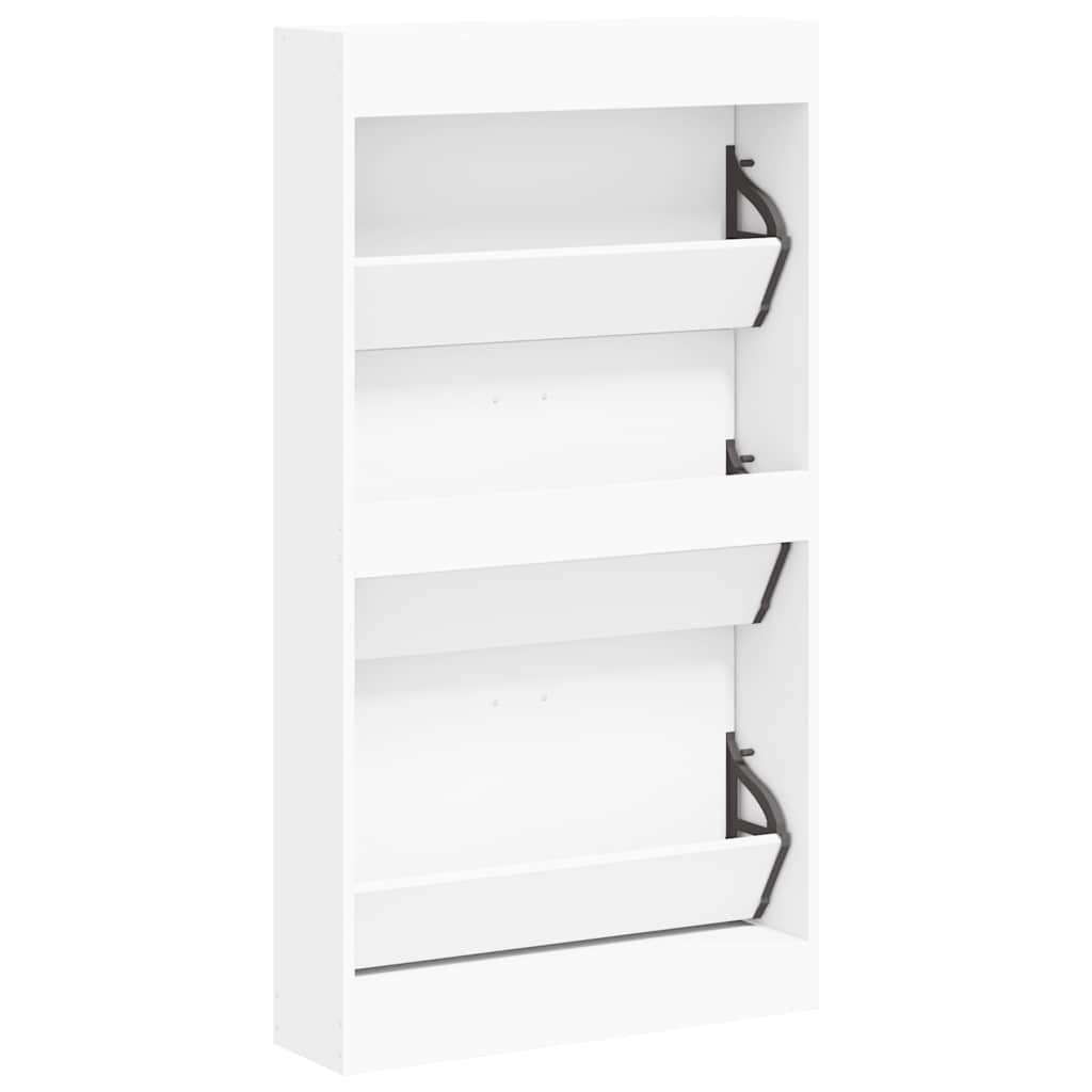 Shoe Cabinet White 59x17x108 cm Engineered Wood