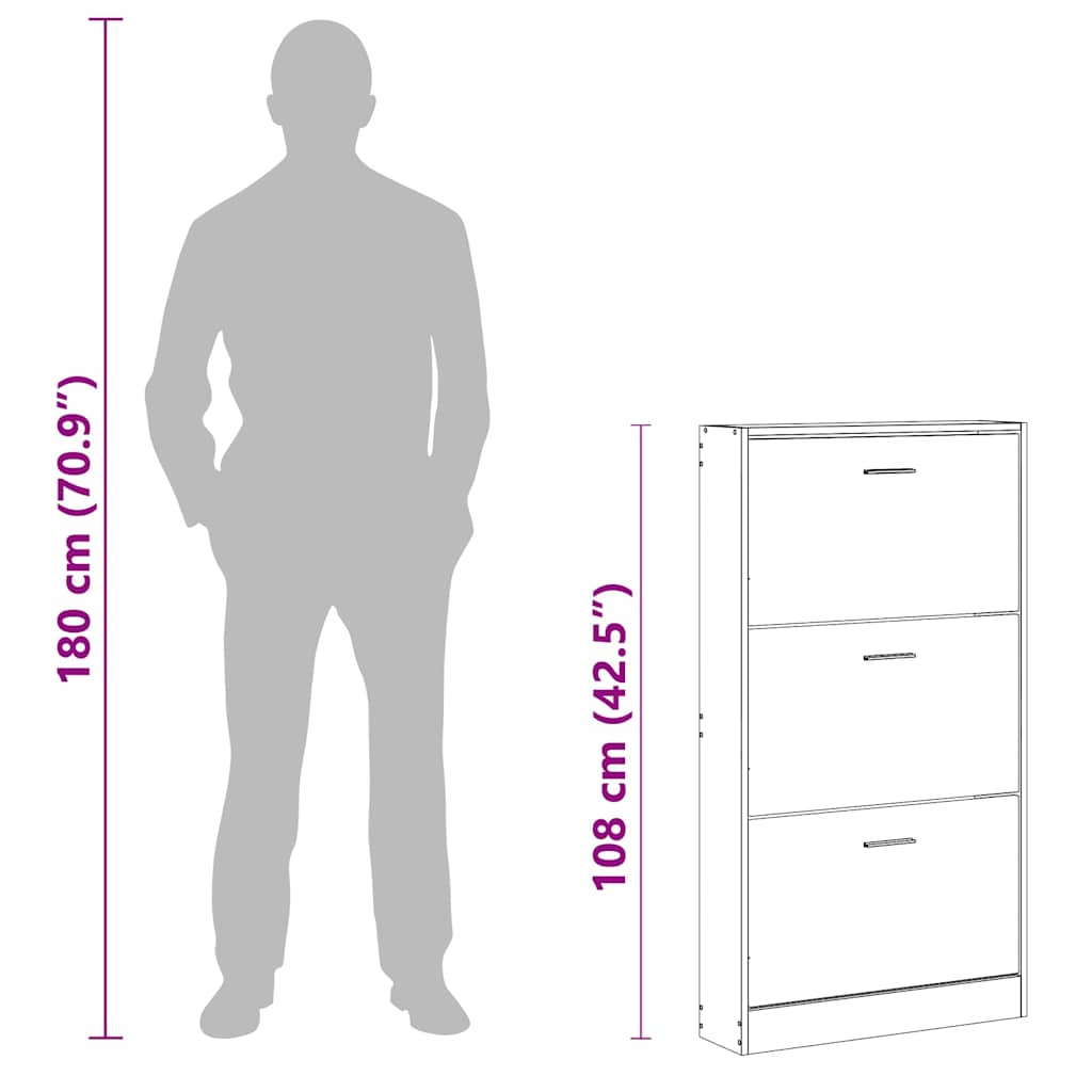 Shoe Cabinet White 59x17x108 cm Engineered Wood