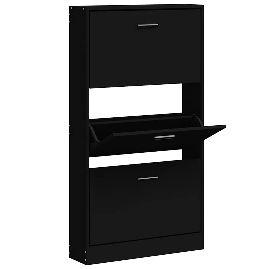 Shoe Cabinet Black 59x17x108 cm Engineered Wood