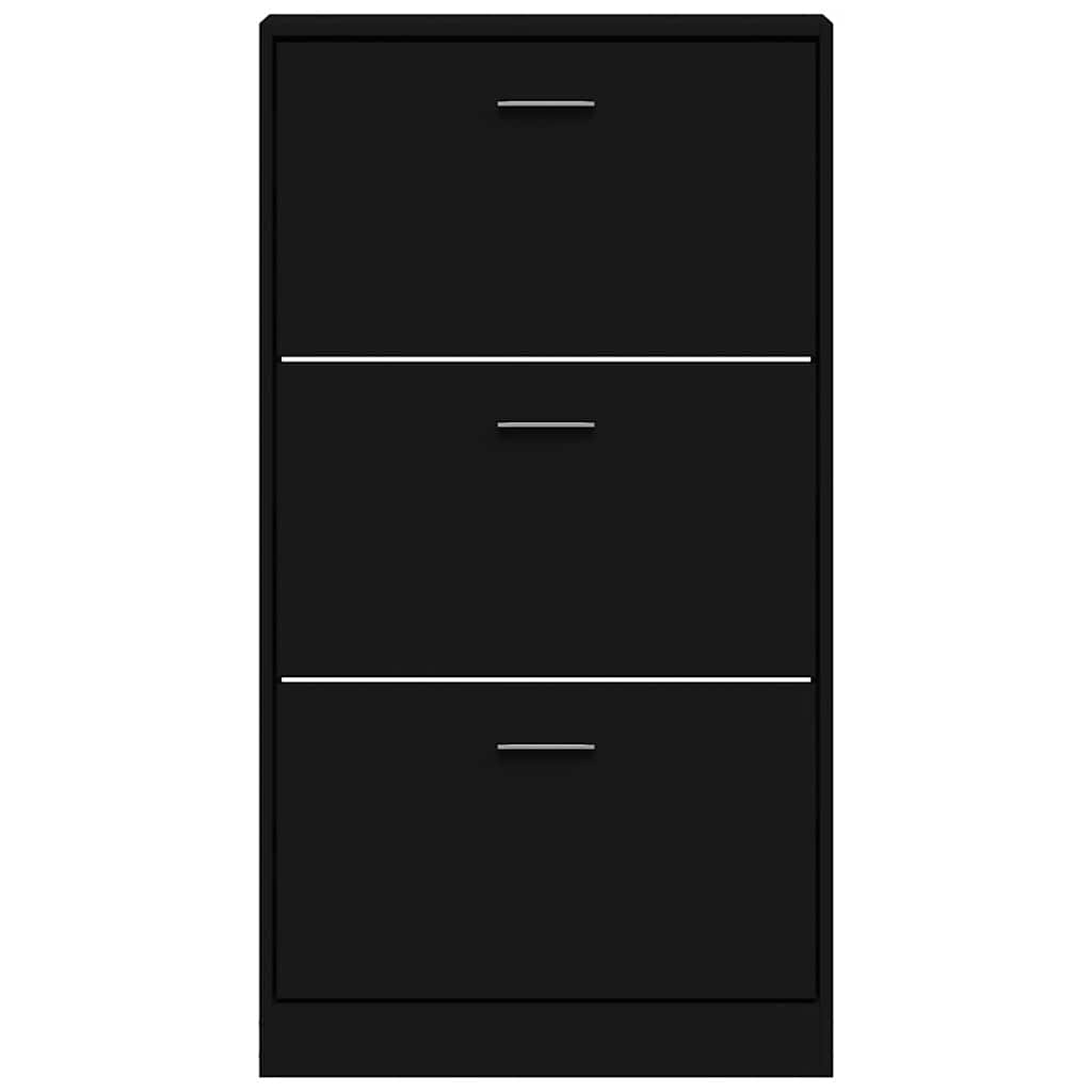 Shoe Cabinet Black 59x17x108 cm Engineered Wood