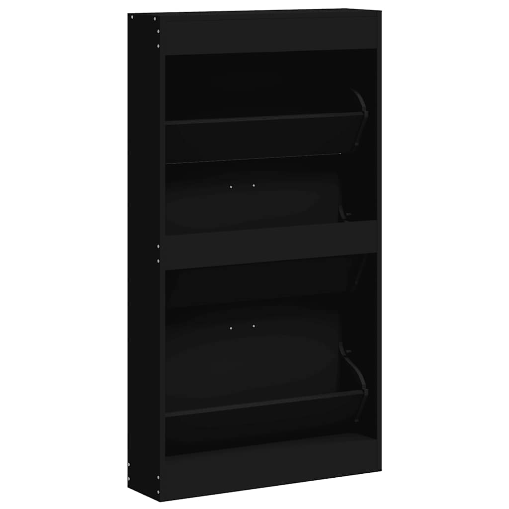 Shoe Cabinet Black 59x17x108 cm Engineered Wood