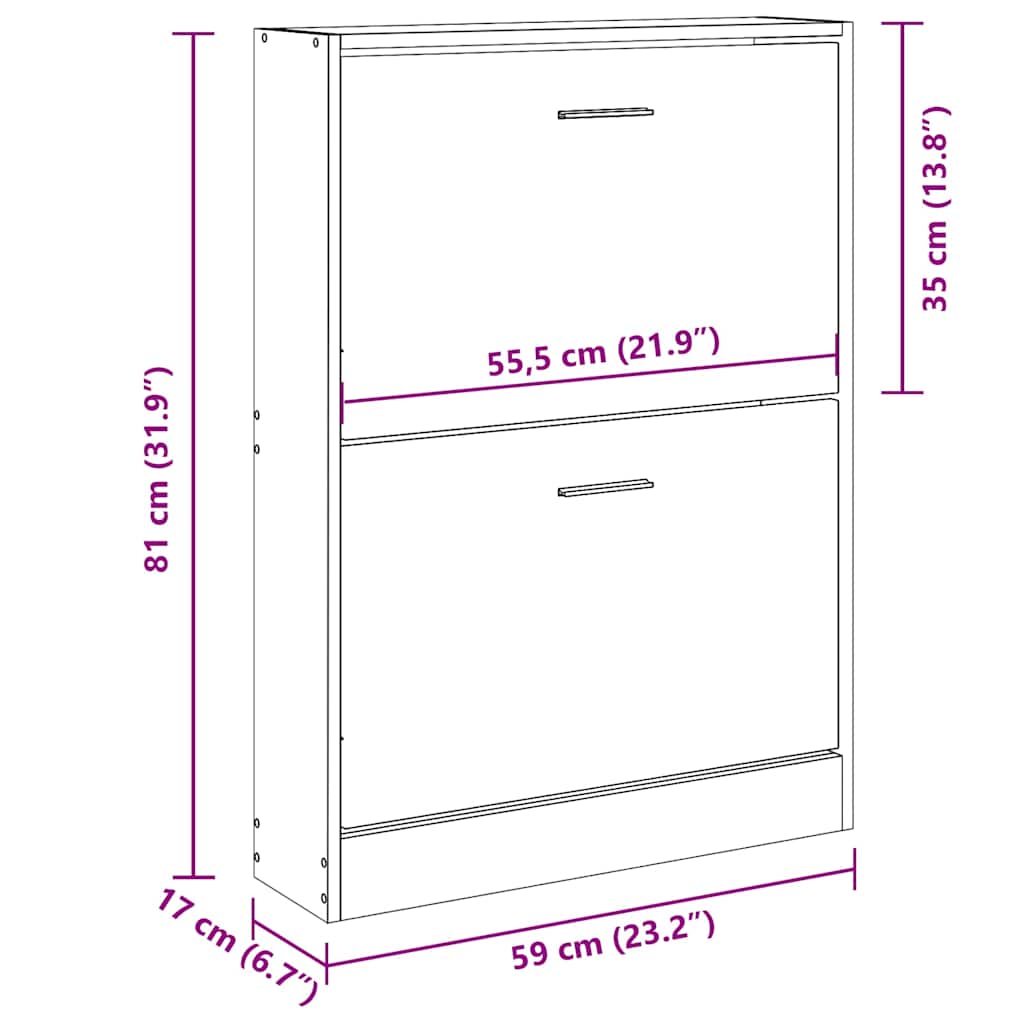 Shoe Cabinet White 59x17x81 cm Engineered Wood
