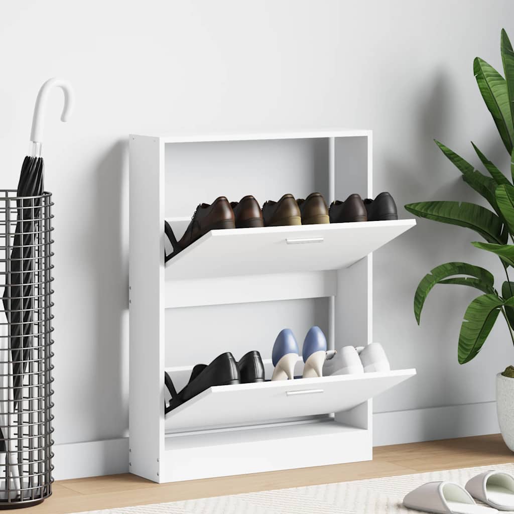 Shoe Cabinet White 59x17x81 cm Engineered Wood