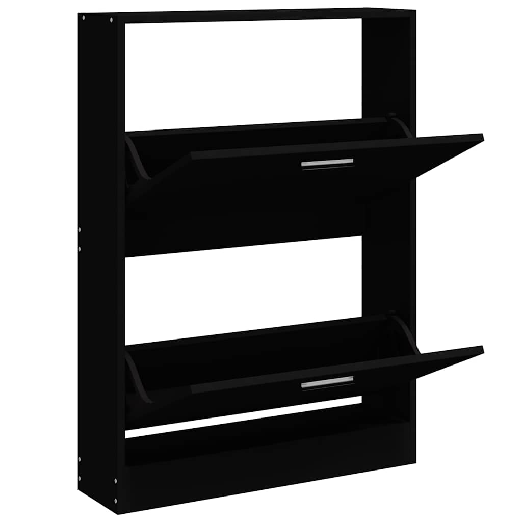Shoe Cabinet Black 59x17x81 cm Engineered Wood