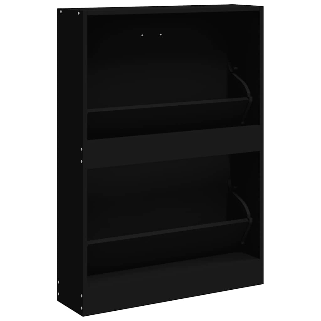 Shoe Cabinet Black 59x17x81 cm Engineered Wood