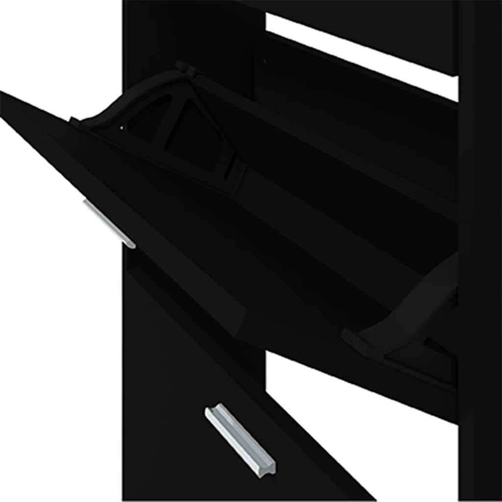 Shoe Cabinet Black 59x17x81 cm Engineered Wood