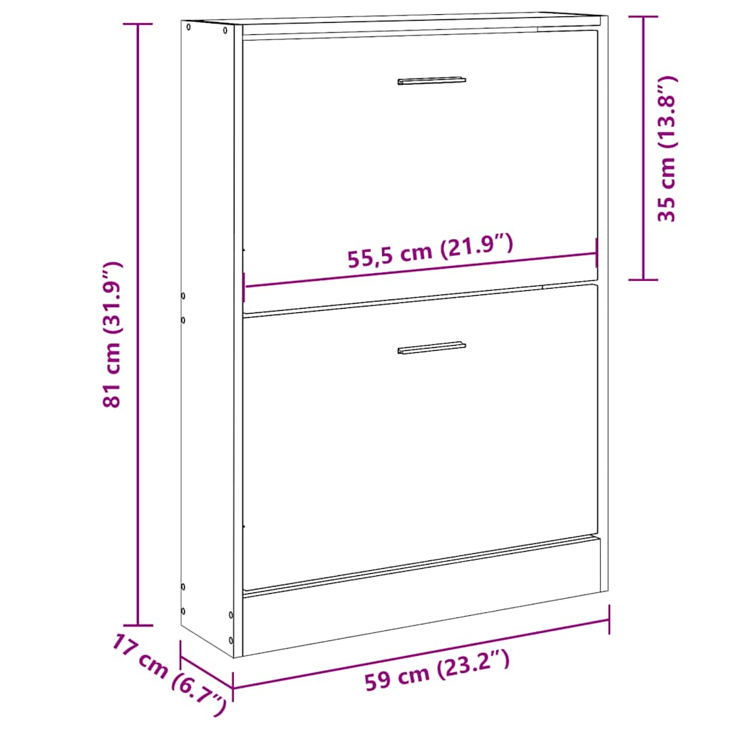 Shoe Cabinet Black 59x17x81 cm Engineered Wood