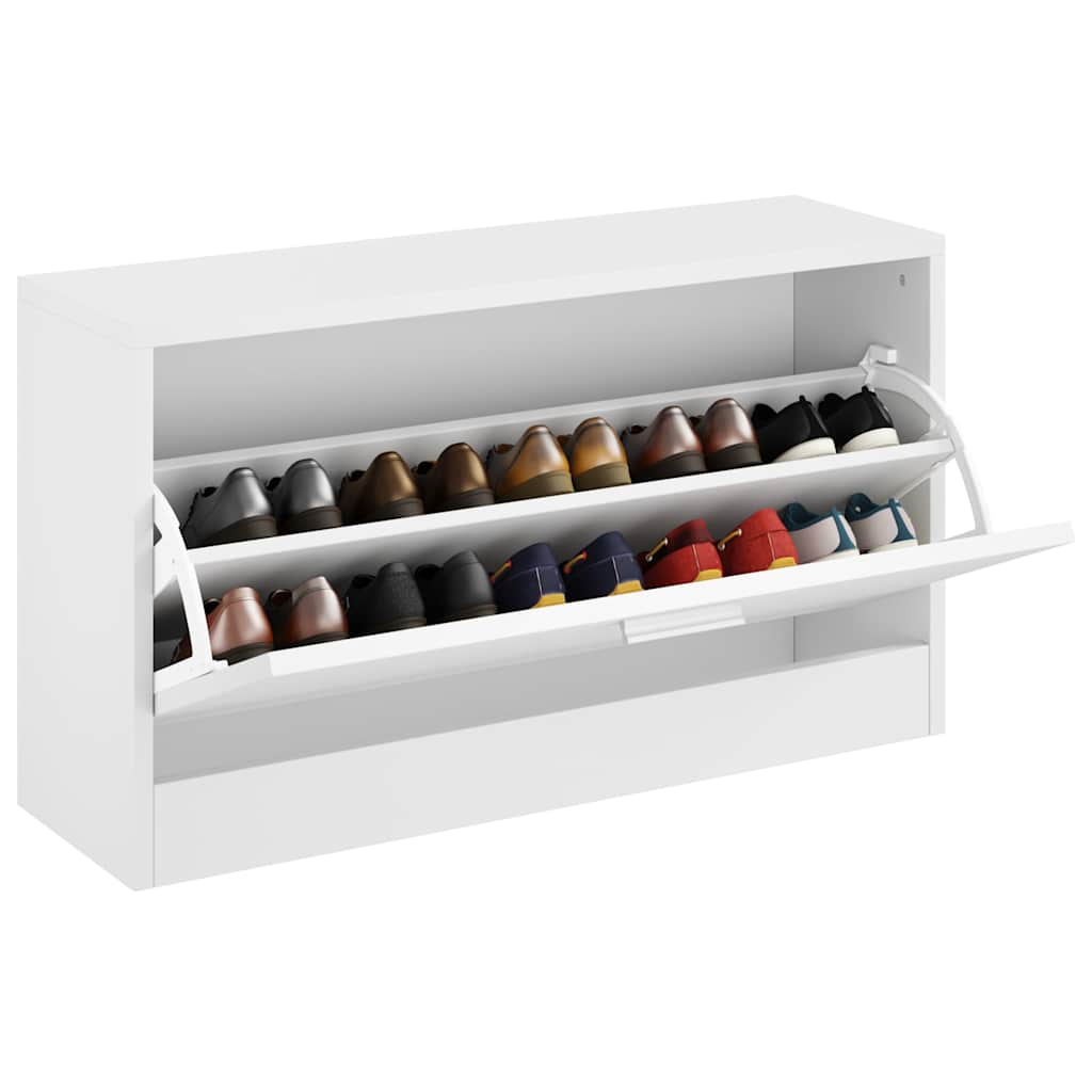 Shoe Bench High Gloss White 80x24x45 cm Engineered Wood