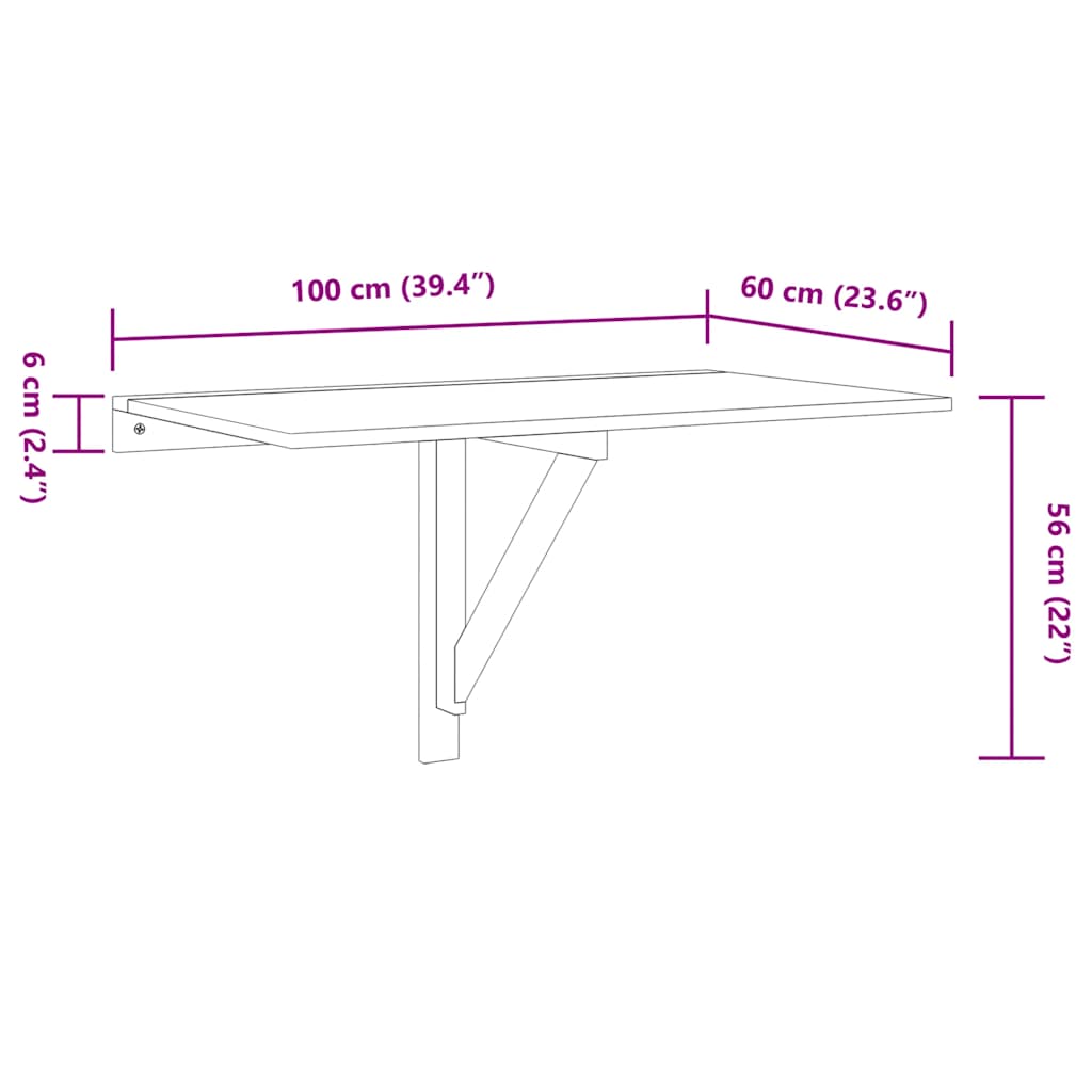 Folding Wall Table High Gloss White 100x60x56 cm Engineered Wood