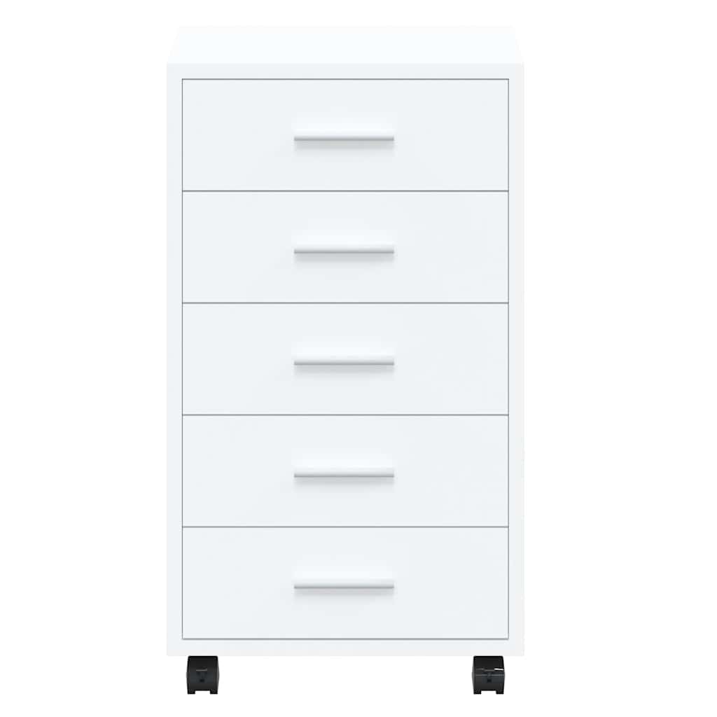 Drawer Cabinet with Castors High Gloss White Engineered Wood