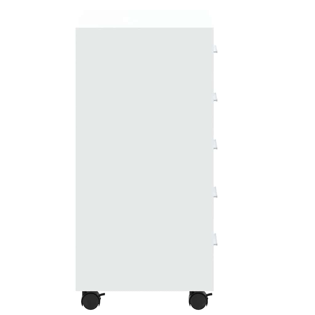 Drawer Cabinet with Castors High Gloss White Engineered Wood