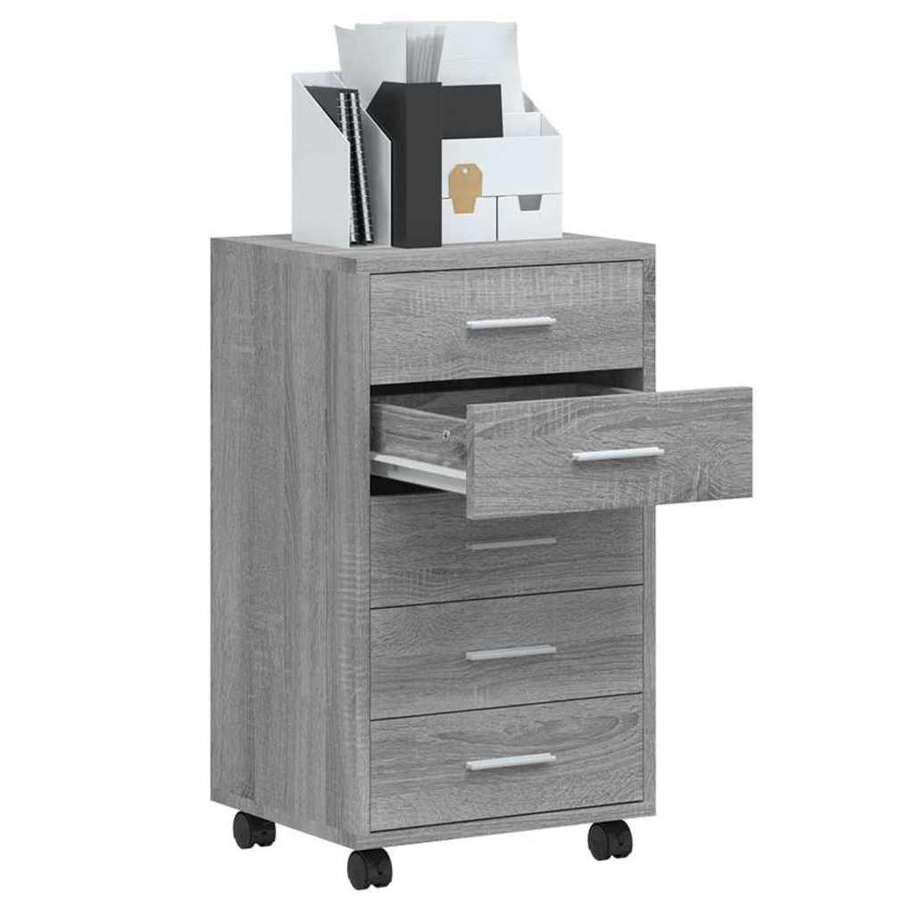Drawer Cabinet with Castors Grey Sonoma Engineered Wood