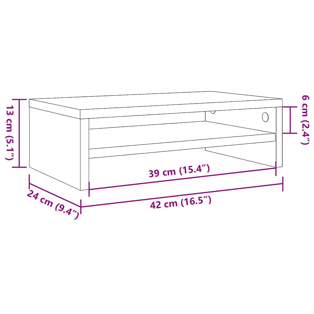 Monitor Stand Grey Sonoma 42x24x13 cm Engineered Wood