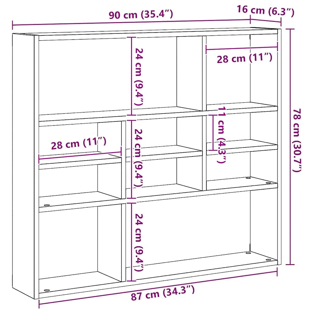 Wall Shelf Smoked Oak 90x16x78 cm Engineered Wood