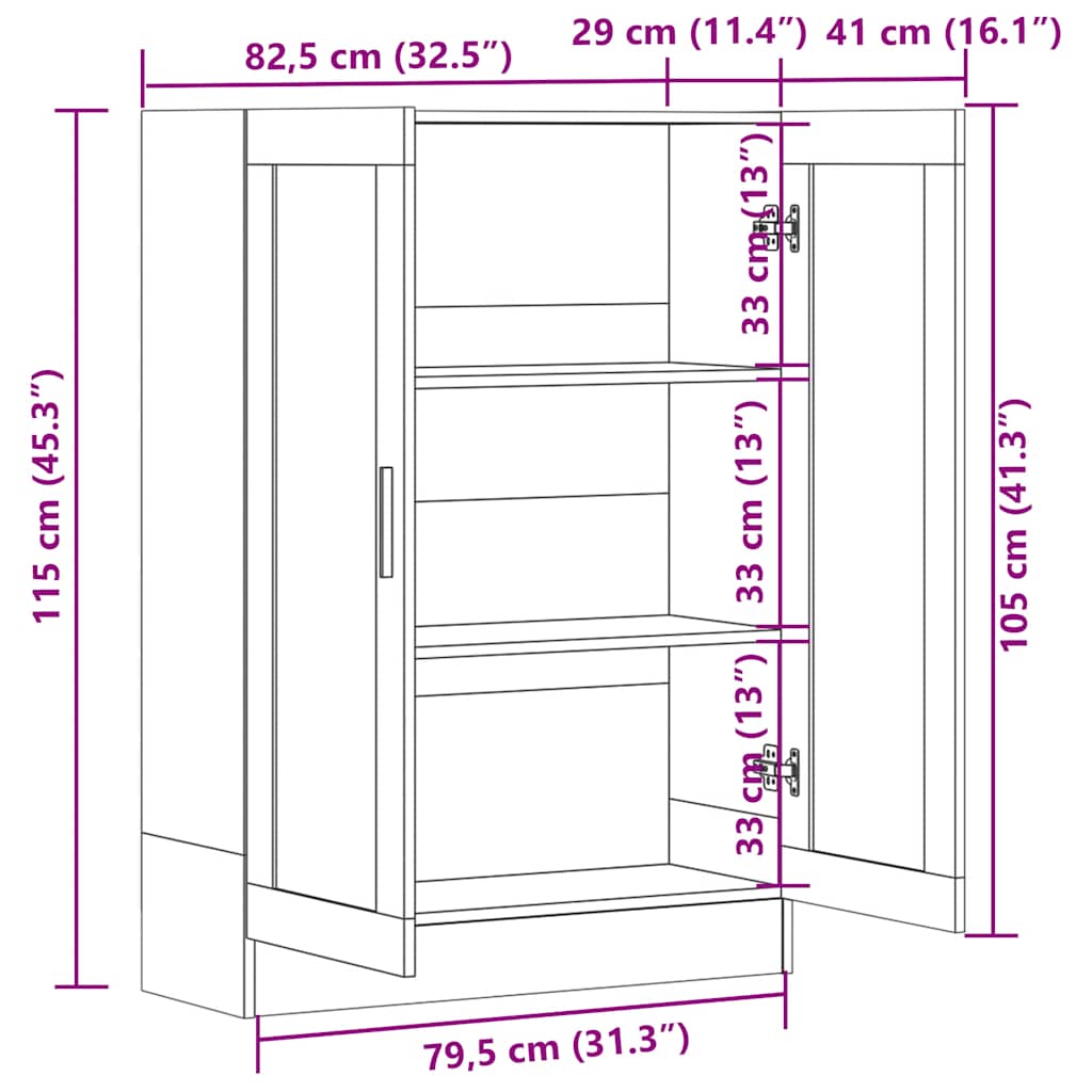 Vitrine Cabinet Smoked Oak 82,5x30,5x115 cm Engineered Wood