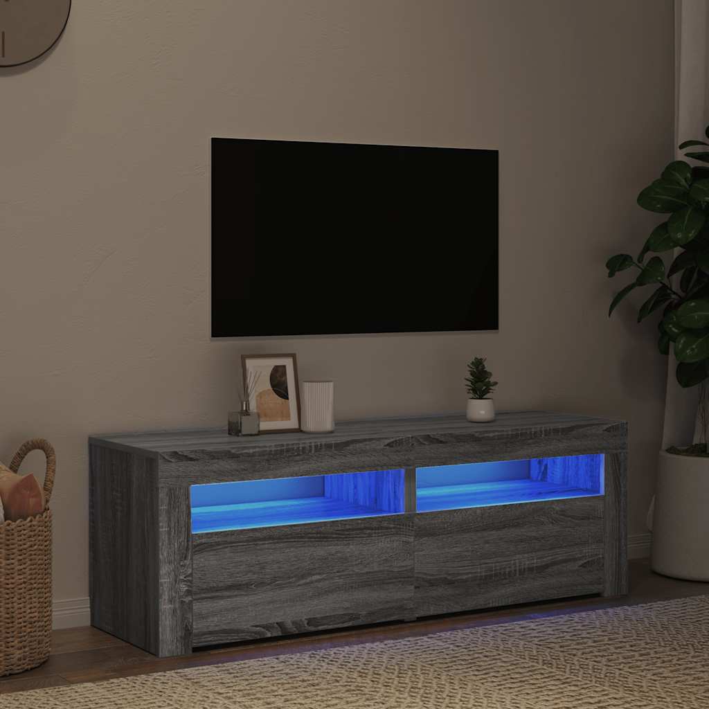 TV Cabinet with LED Lights Grey Sonoma 120x35x40 cm