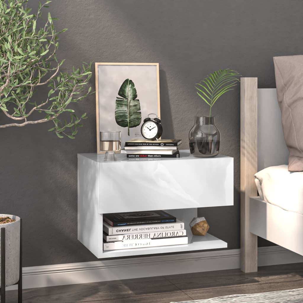 810953 vidaXL Wall-mounted Bedside Cabinet White