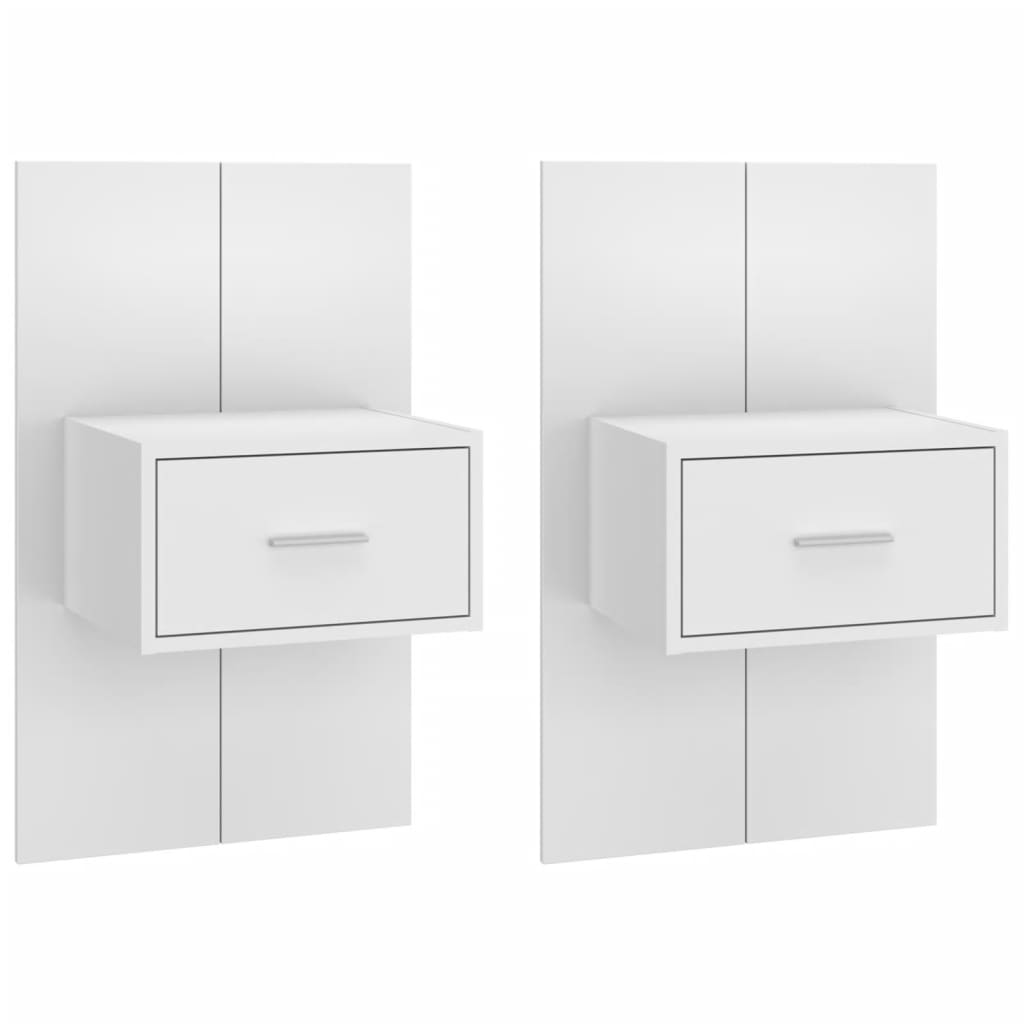 810972 vidaXL Wall-mounted Bedside Cabinets 2 pcs White