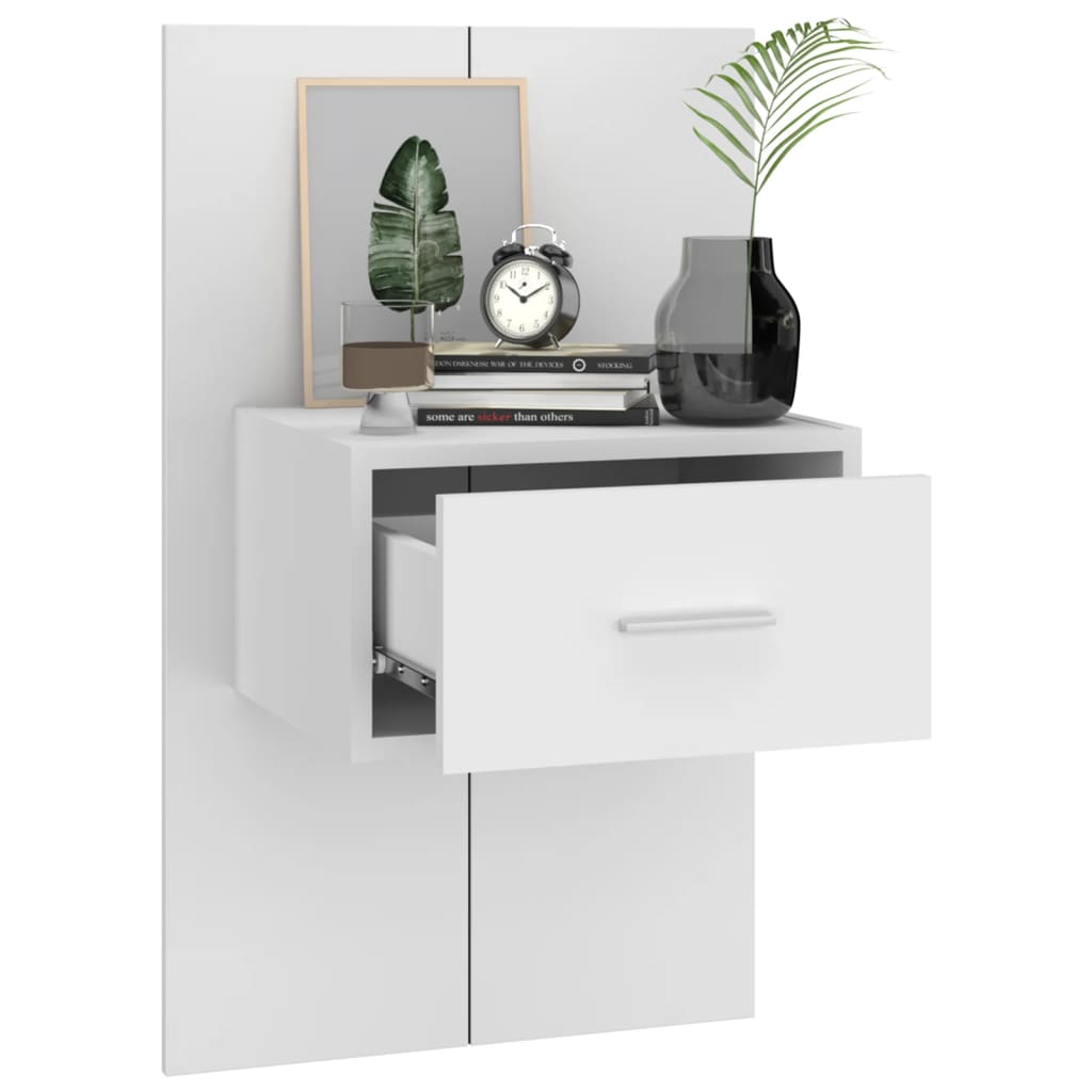 810972 vidaXL Wall-mounted Bedside Cabinets 2 pcs White