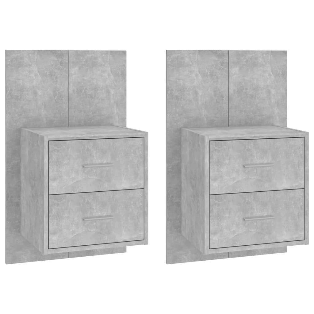 810998 vidaXL Wall-mounted Bedside Cabinets 2 pcs Concrete Grey