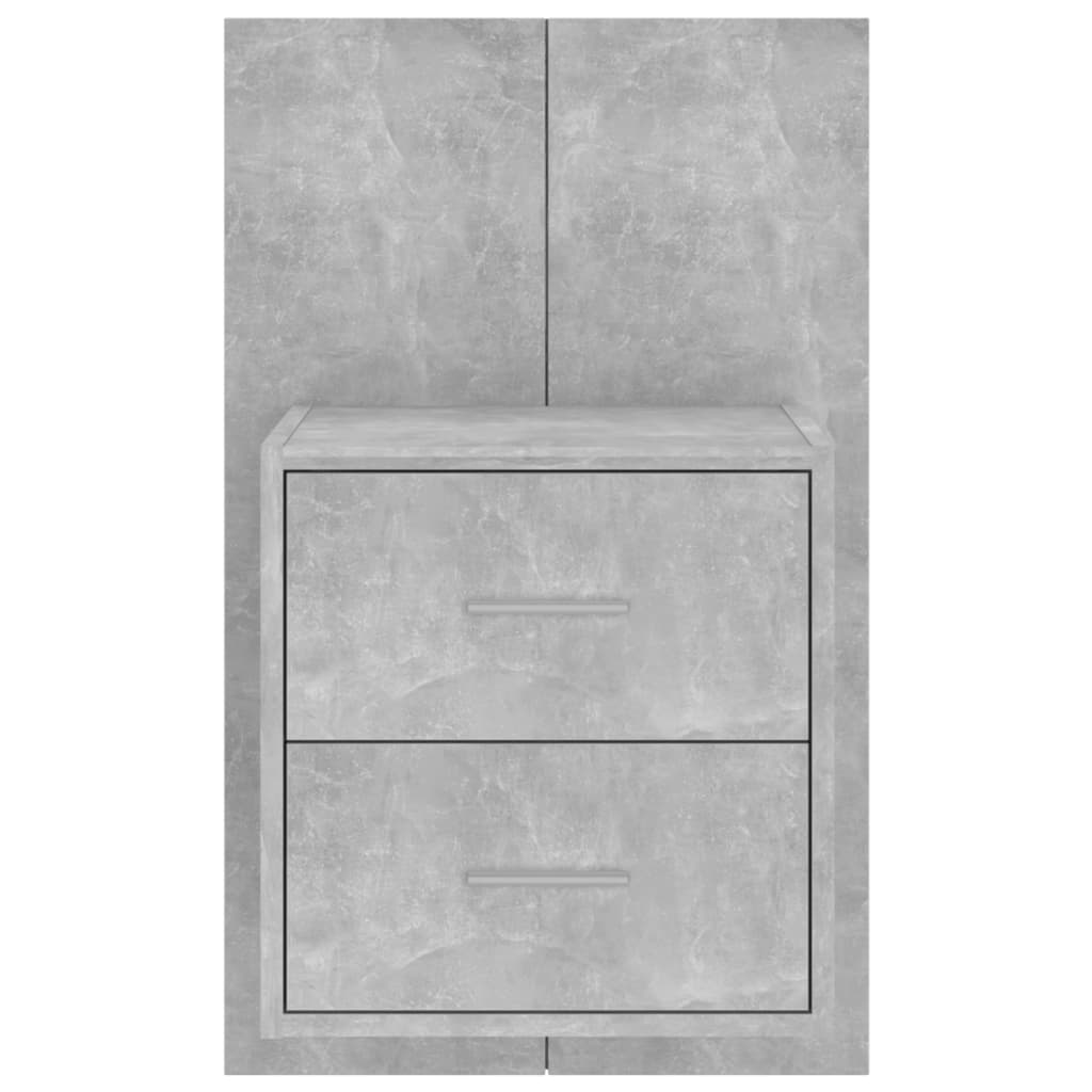 810998 vidaXL Wall-mounted Bedside Cabinets 2 pcs Concrete Grey