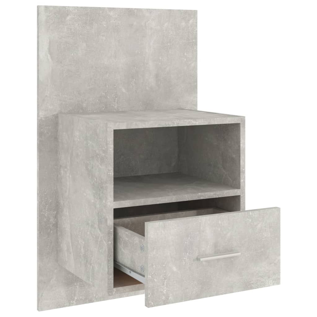 811016 vidaXL Wall-mounted Bedside Cabinets 2 pcs Concrete Grey