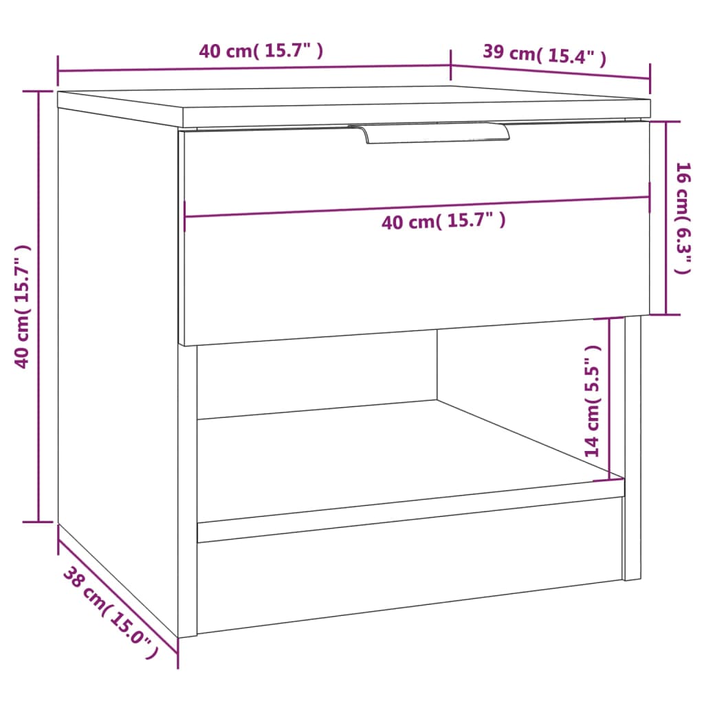 Bedside cabinets 2 pcs 40 x 39 x 40 cm Engineered Wood