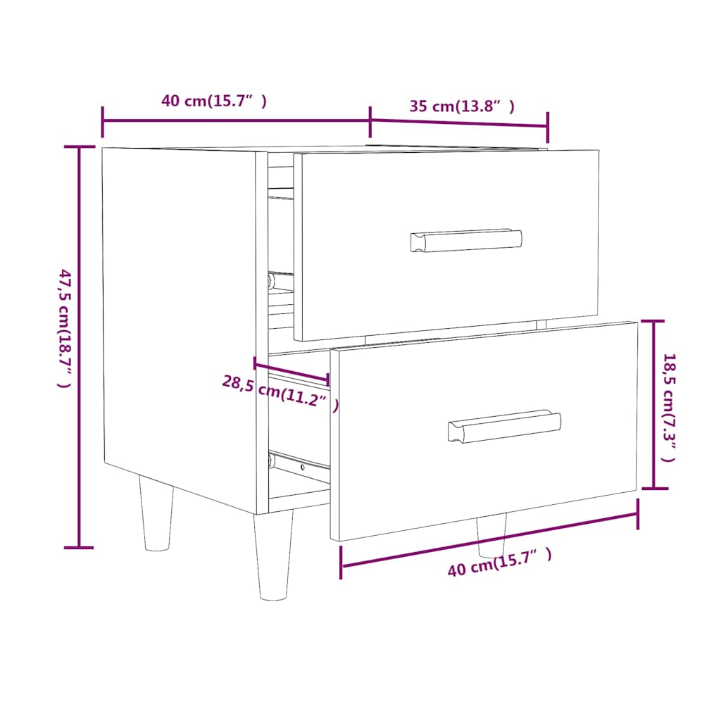 Bed Cabinet Grey Sonoma 40x35x47,5 cm