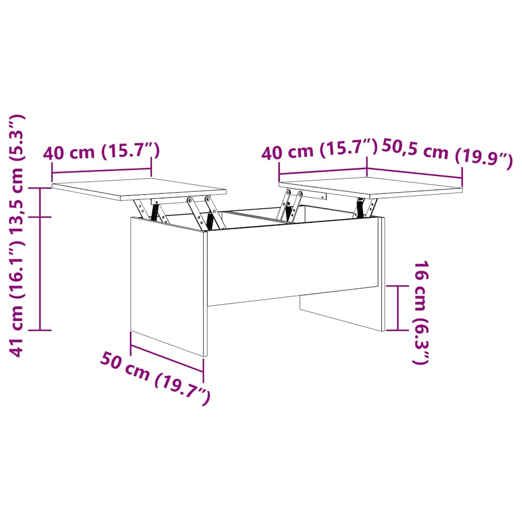 Coffee Table Smoked Oak 80x50x42.5 cm Engineered Wood