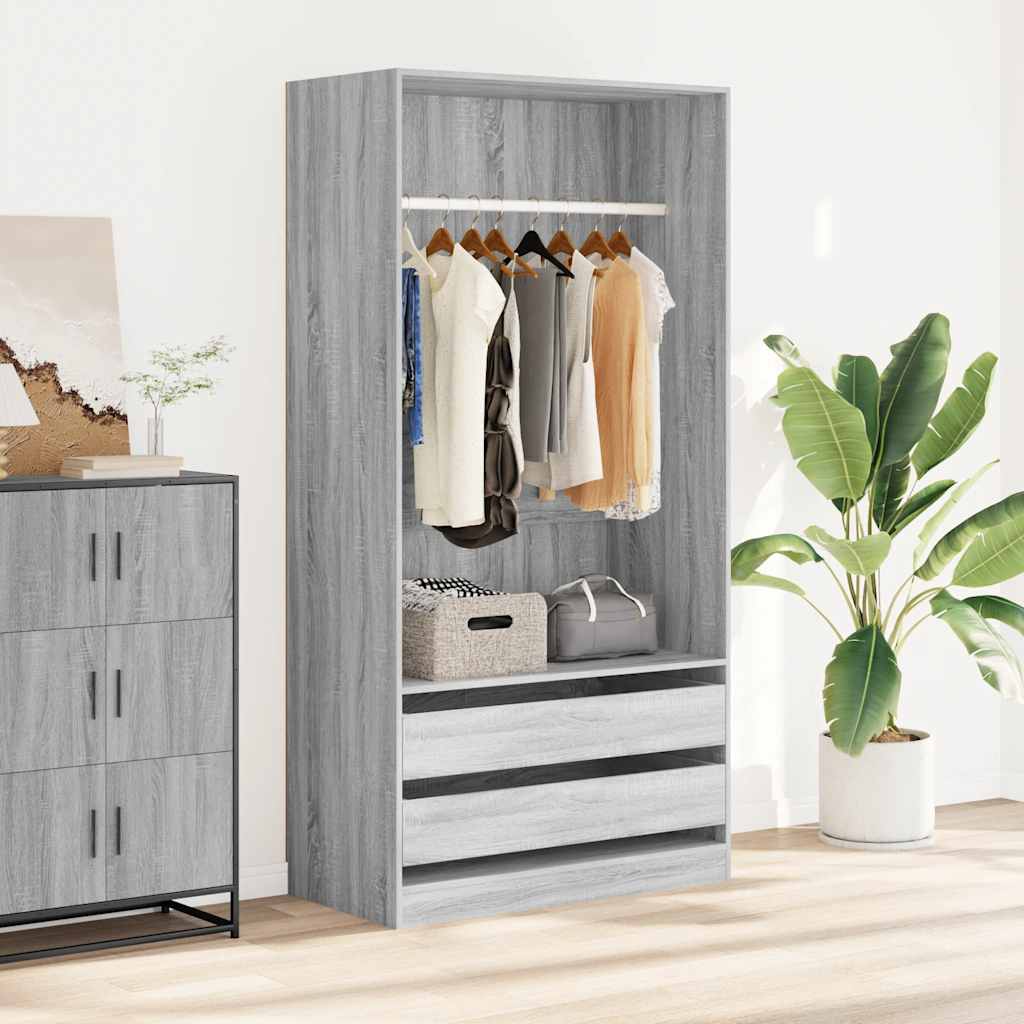 Wardrobe Grey Sonoma 100x50x200 cm Engineered Wood
