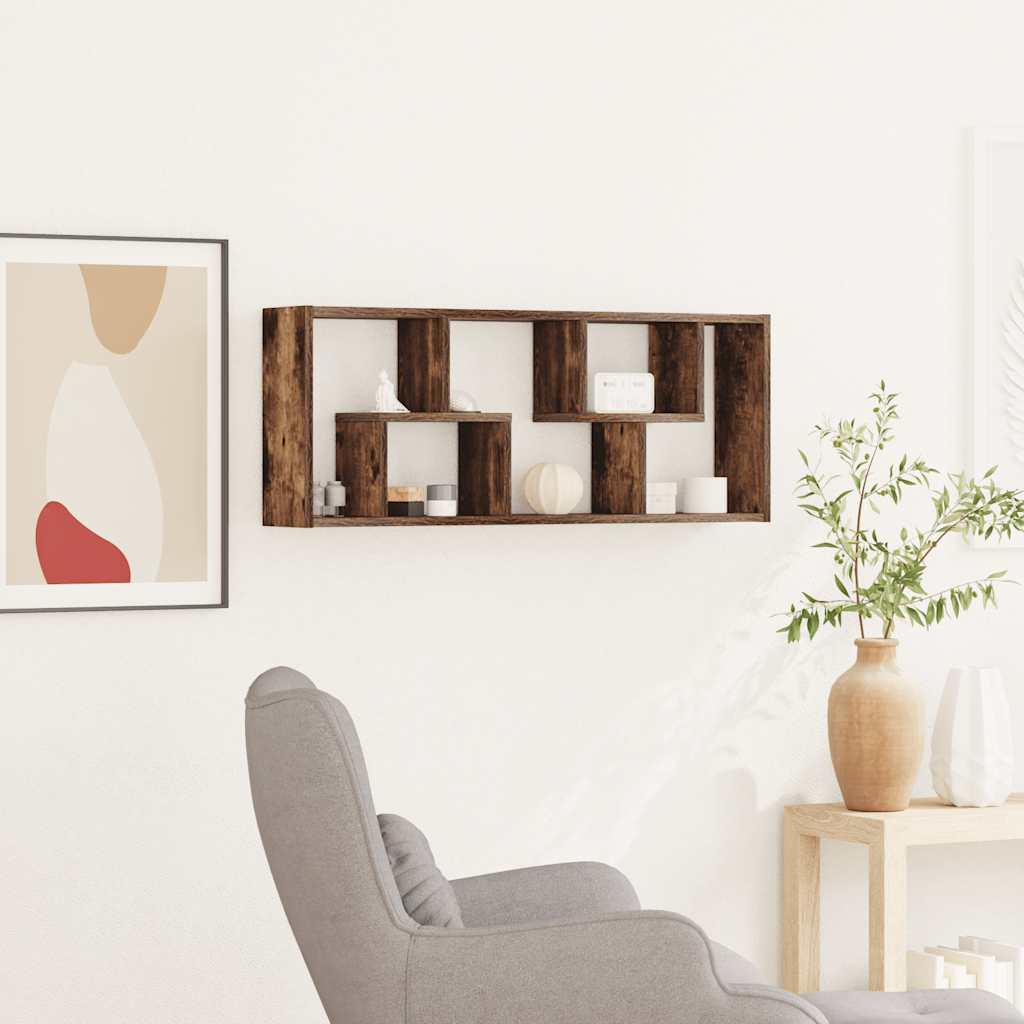 Wall Shelf Smoked Oak 36x16x90 cm Engineered Wood