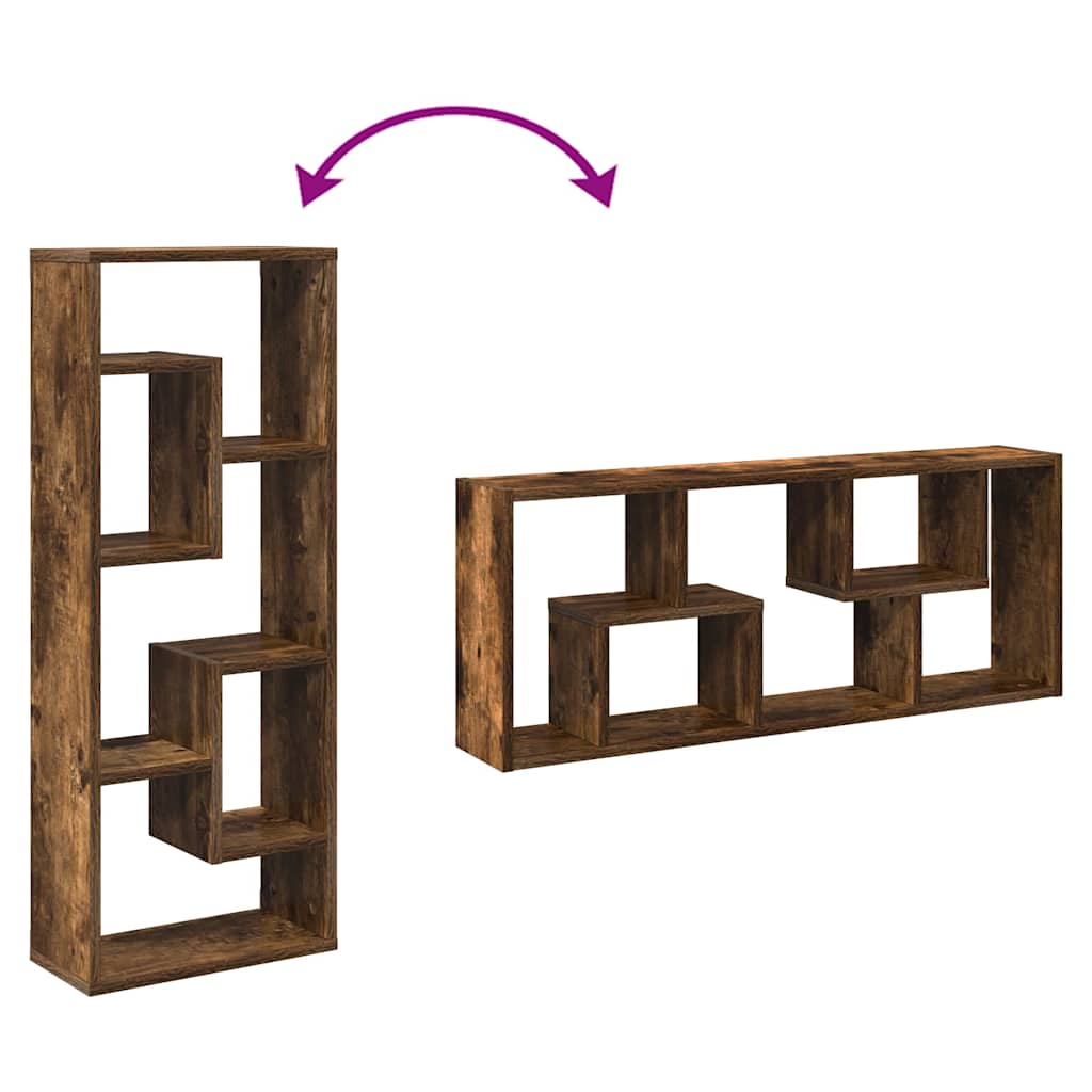 Wall Shelf Smoked Oak 36x16x90 cm Engineered Wood