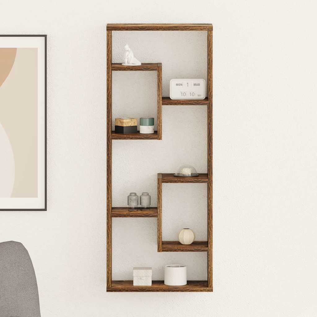 Wall Shelf Smoked Oak 36x16x90 cm Engineered Wood