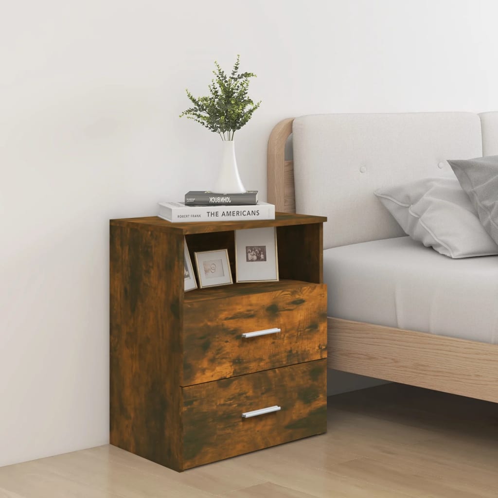 815858 vidaXL Bed Cabinet Smoked Oak 50x32x60 cm