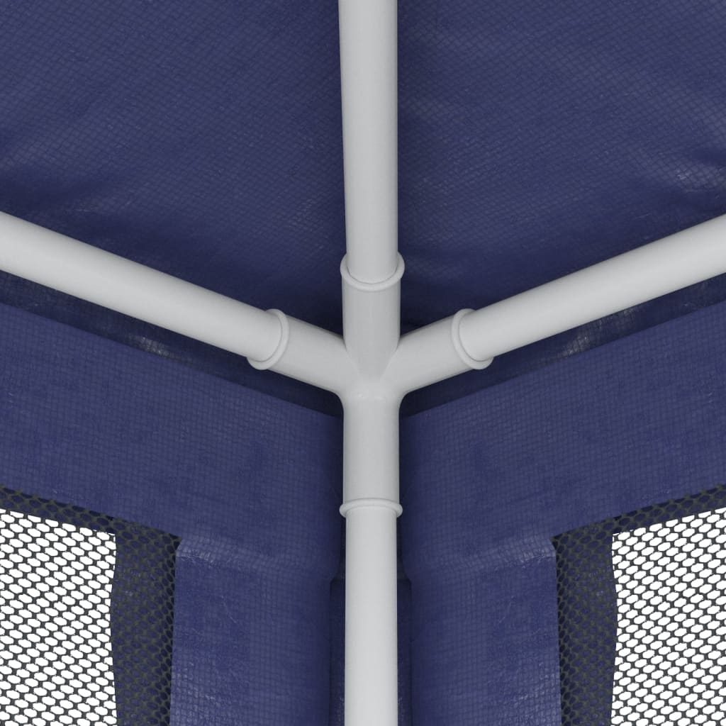 Party Tent with 8 Mesh Sidewalls Blue 3x9 m HDPE