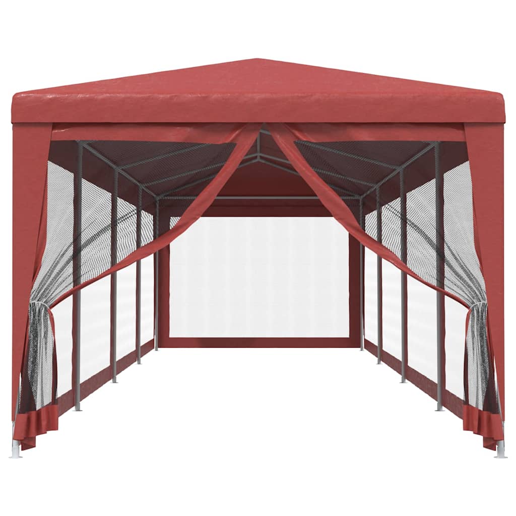 Party Tent with 10 Mesh Sidewalls Red 3x12 m HDPE