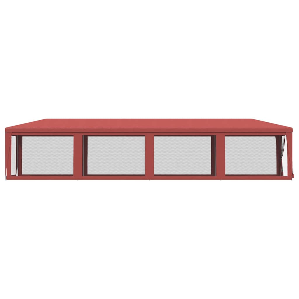 Party Tent with 10 Mesh Sidewalls Red 3x12 m HDPE