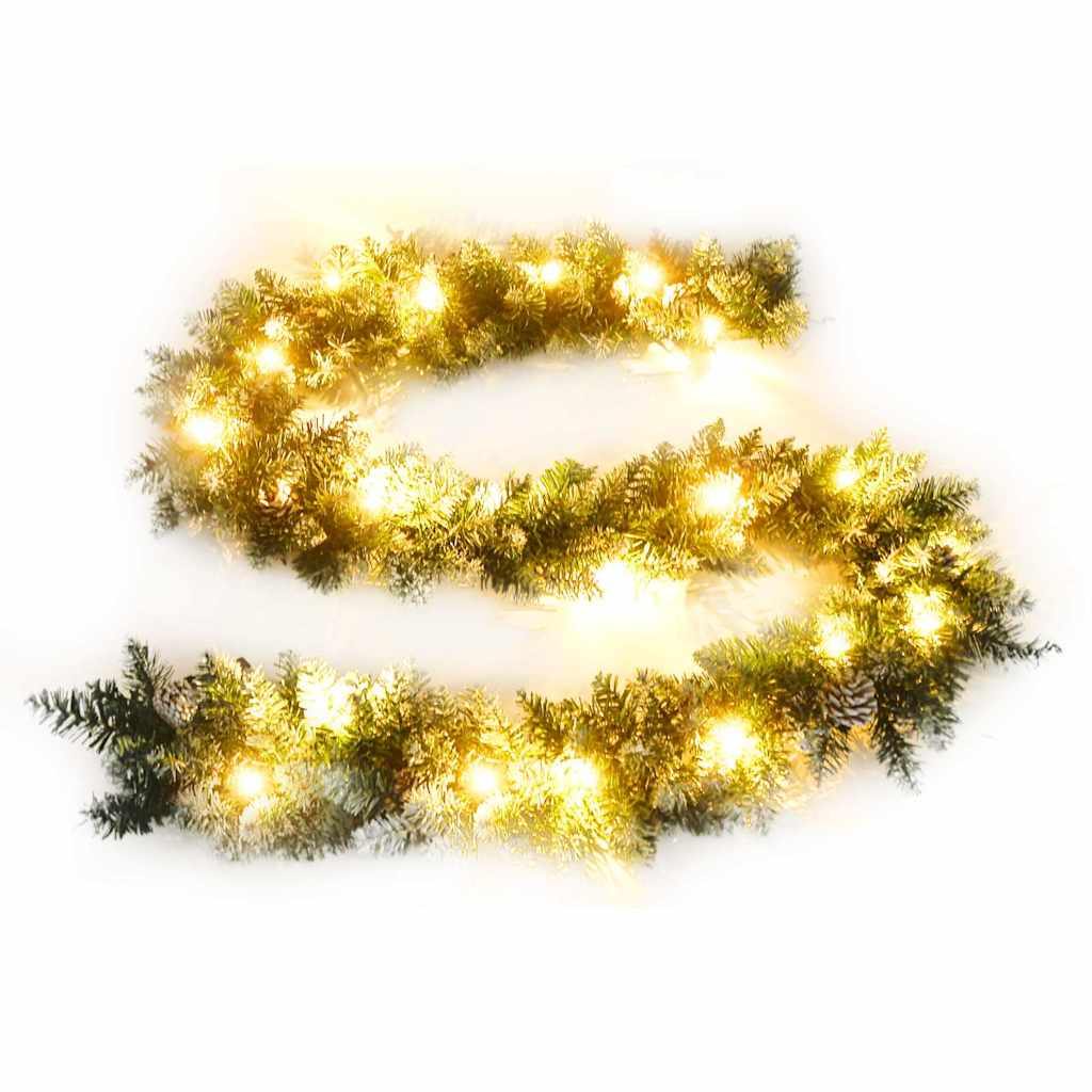 Christmas Garland with LED Lights Green 5,2 m PVC
