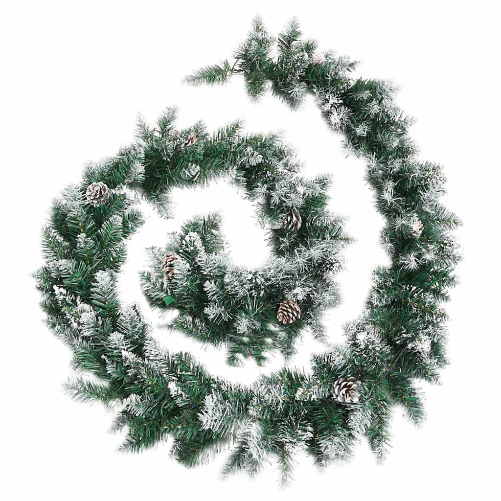 Christmas Garland with LED Lights Green 5,2 m PVC