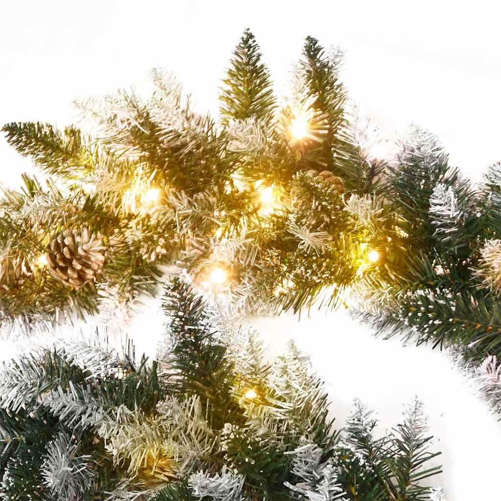 Christmas Garland with LED Lights Green 5,2 m PVC