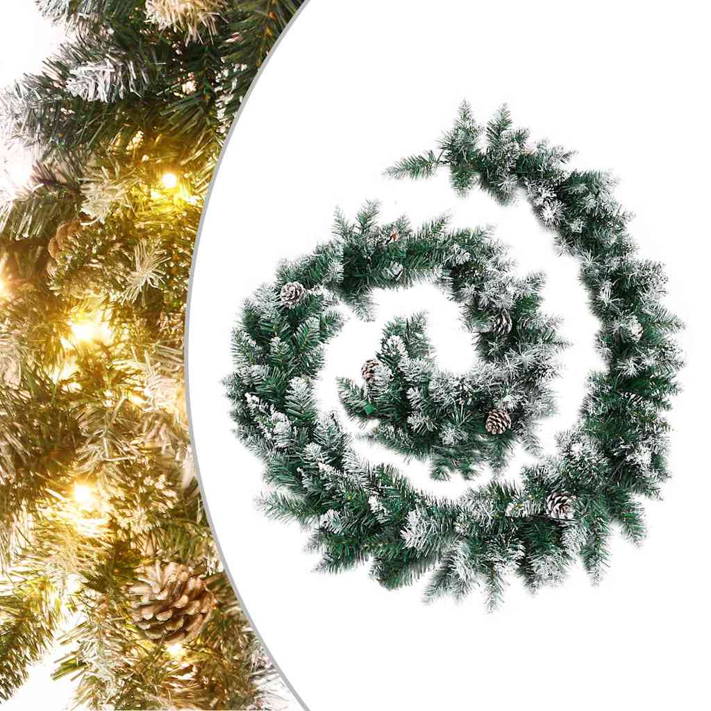 Christmas Garland with LED Lights Green 5,2 m PVC