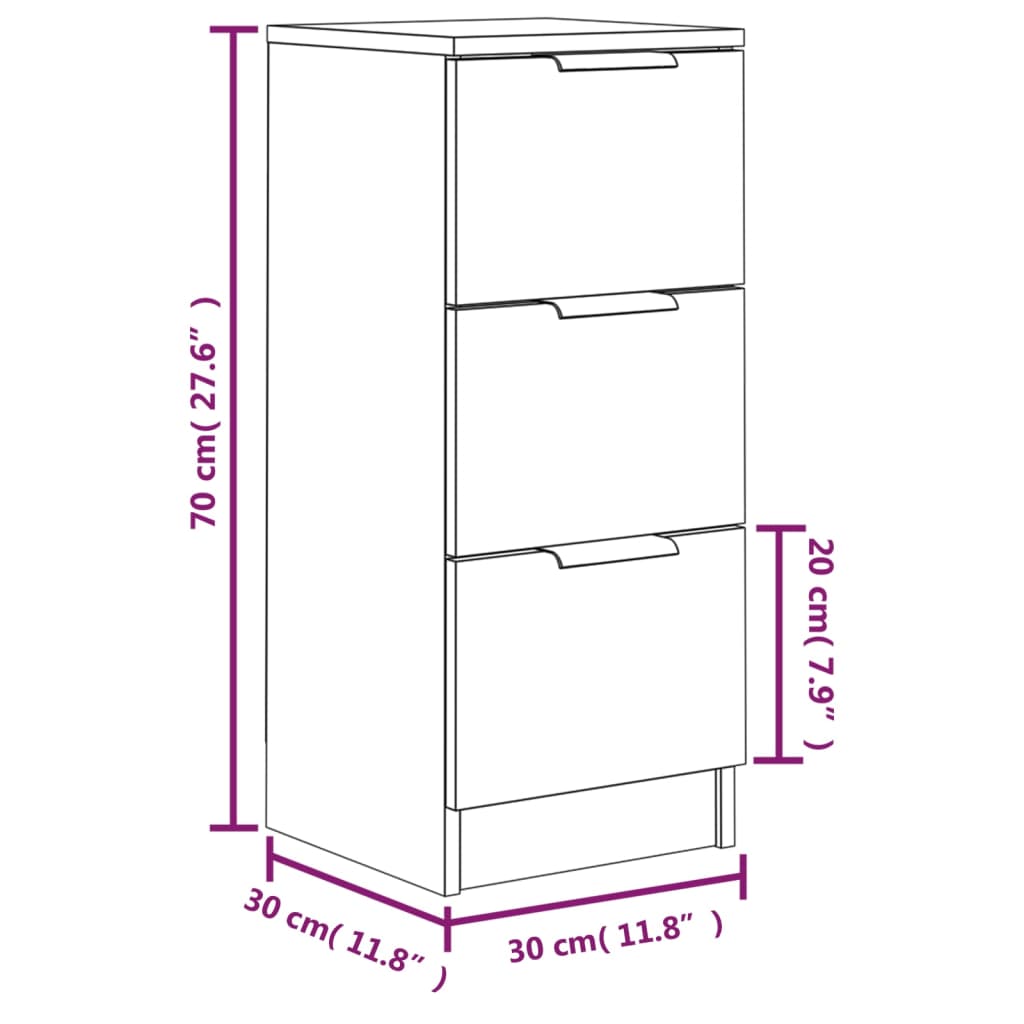 Sideboards 2 pcs Concrete Grey 30x30x70 cm Engineered Wood