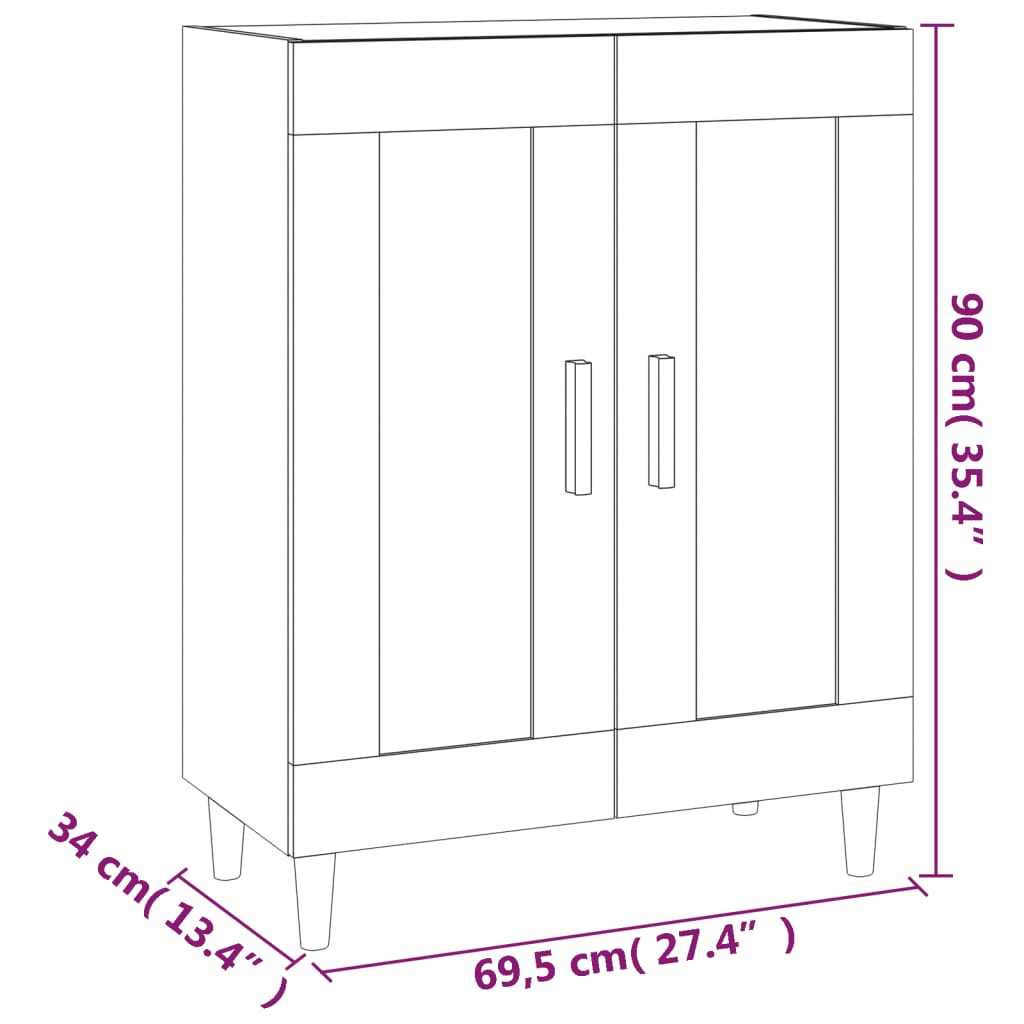 Sideboard Concrete Grey 69.5x34x90 cm Engineered Wood