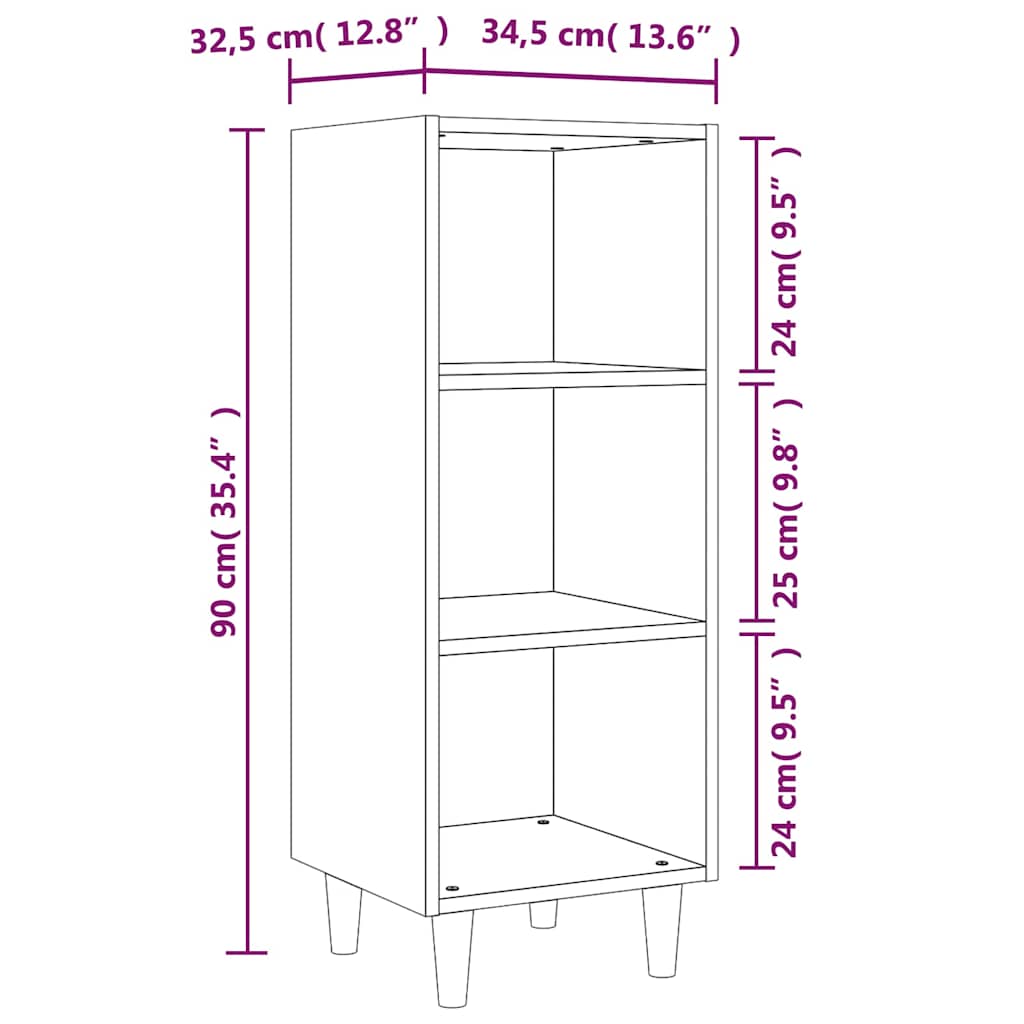 812378 vidaXL Sideboard Sonoma Oak 34,5x32,5x90 cm Engineered Wood