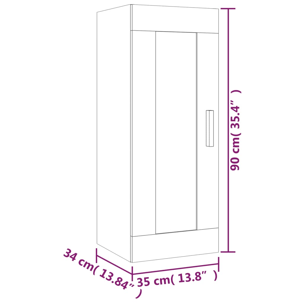 Wall Cabinet Concrete Grey 35x34x90 cm Engineered Wood