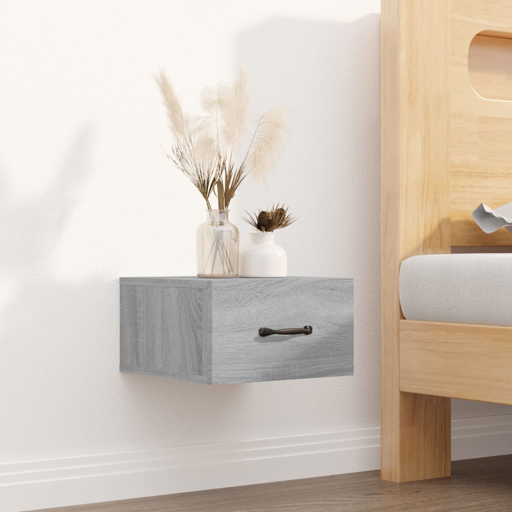 817582 vidaXL Wall-mounted Bedside Cabinets 2 pcs Grey Sonoma 35x35x20 cm