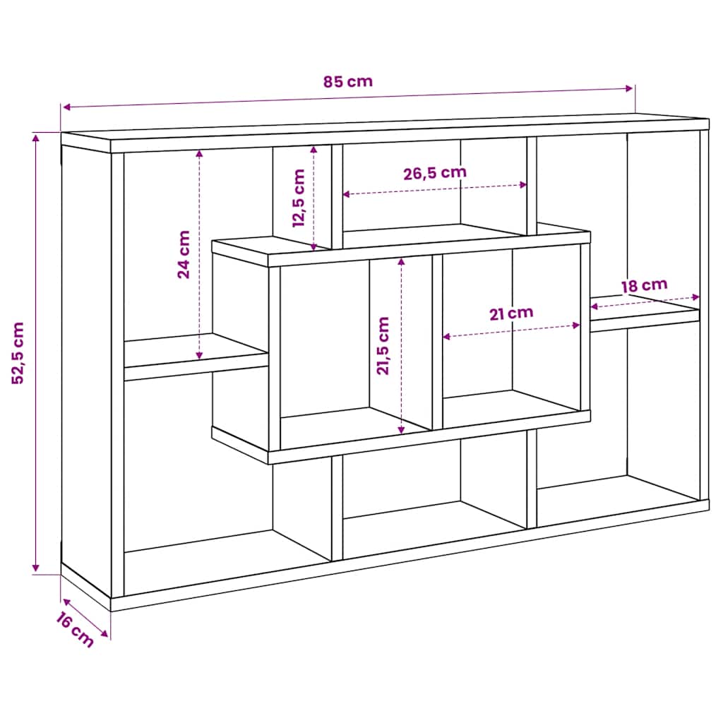 Wall Shelf Smoked Oak 85x16x52.5 cm Engineered Wood