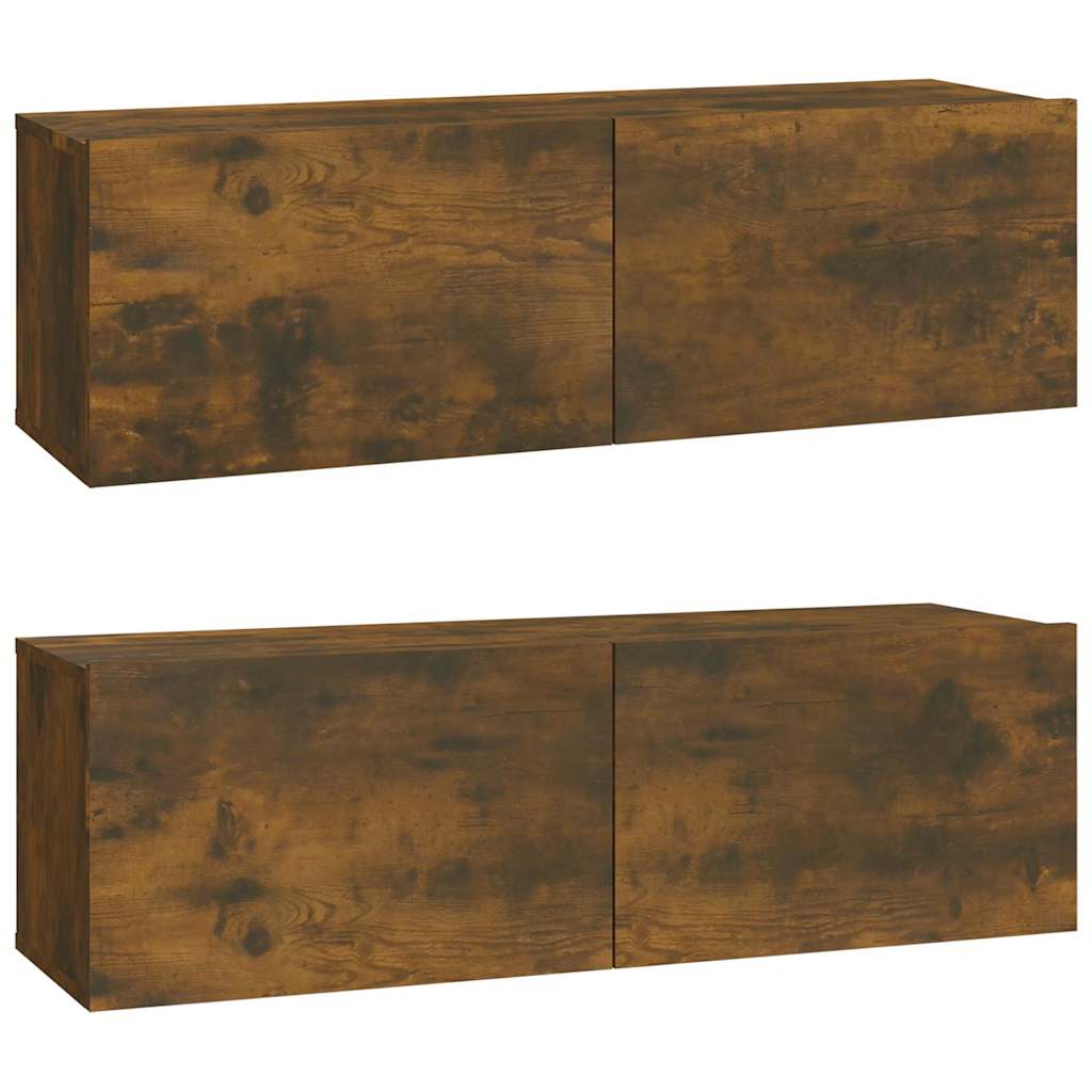 2 Piece Wall-mounted TV Cabinet Set Smoked Oak 100x30x30 cm Engineered Wood
