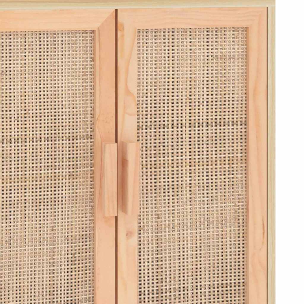 Sideboard Brown 60x30x70 cm Solid Wood Pine and Natural Rattan