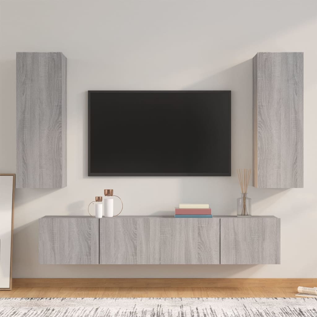 4 Piece TV Cabinet Set Grey Sonoma Engineered Wood
